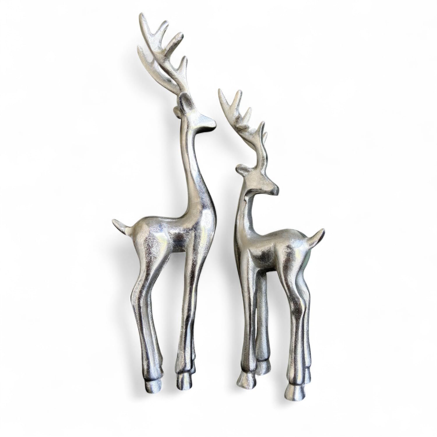 Silver Reindeer Decorative Figurines, Set of 2, Modern Holiday Home Decor Brand: Generic